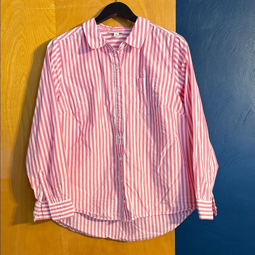 Women's Pink Striped Button Down Shirt